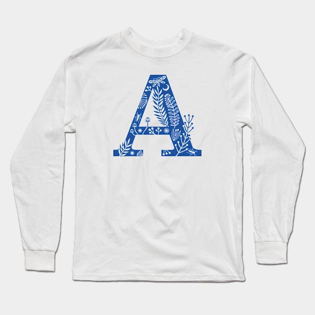 Letter A blue Long Sleeve T-Shirt by Maggiemagoo Designs